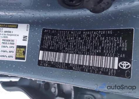 2024 Toyota Corolla Se из США, поврежденный, VIN 5YFS4MCE1RP185982